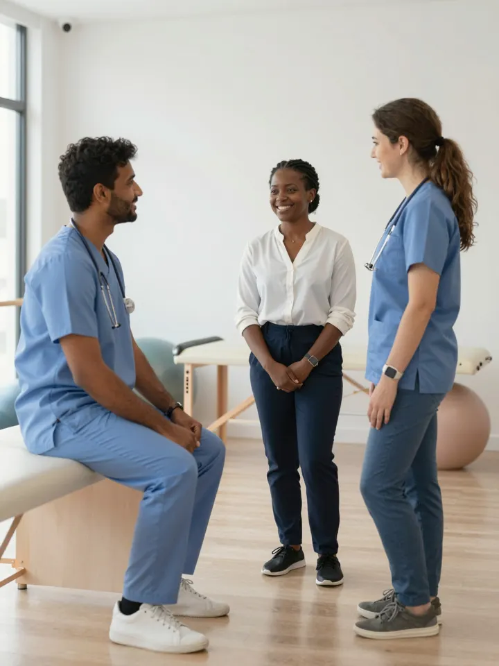 Therapist working with a patient in the clinic